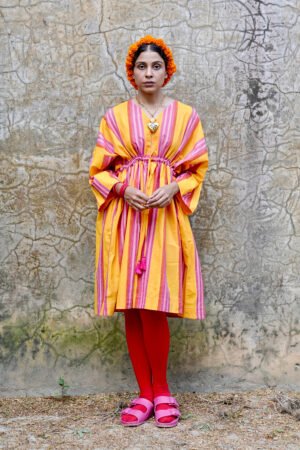 Shelly Caftan in Yellow Rug Stripe