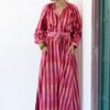 Sash Dress in Berry Broken Stripe