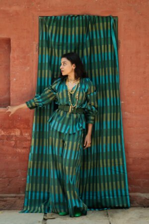 1 (5) Shae Blouse in Forest Broken Stripe