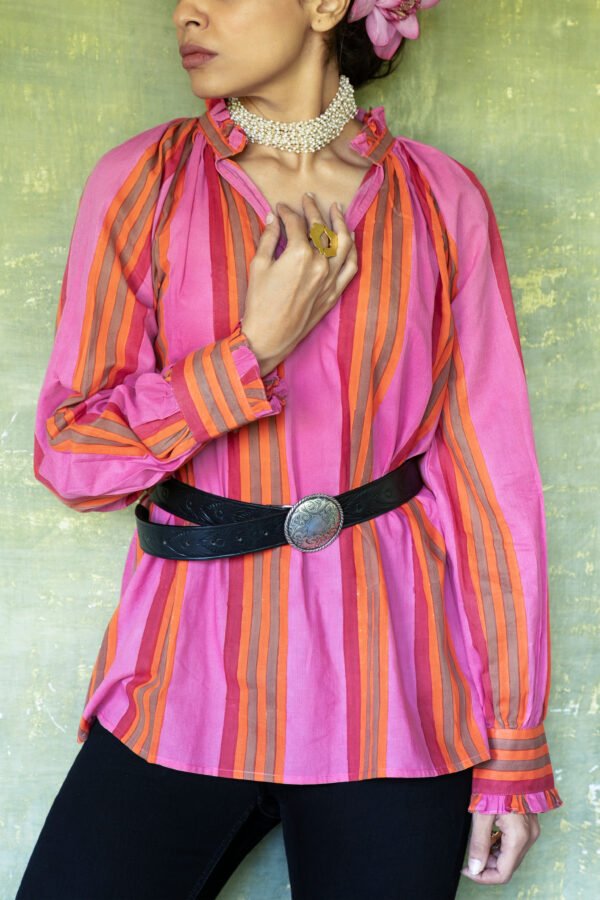 Shae Blouse in Pink Rug Stripe