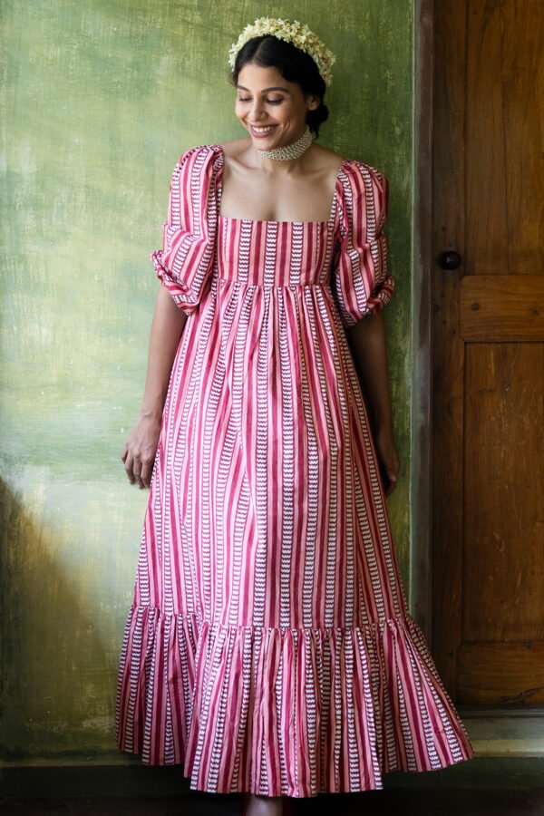 1 (9) Sharon Dress in Red Chevron Stripe