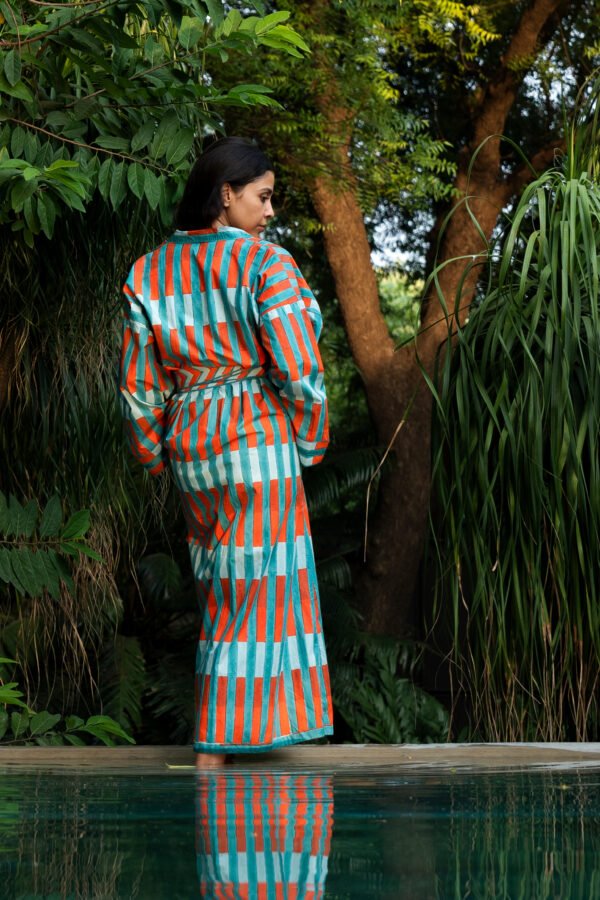 2 (17) Sur Gown in Aqua Citrus Broken Stripe