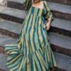 Sharon Dress in Olive Key Stripe