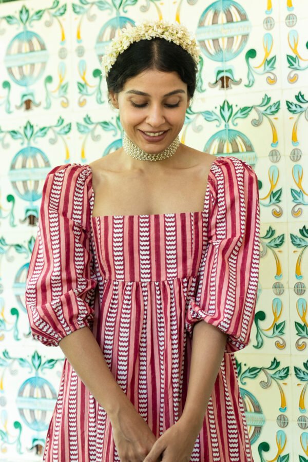 2 (9) Sharon Dress in Red Chevron Stripe