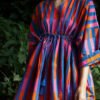 Shelly Caftan in Citrus Teal Broken Stripe