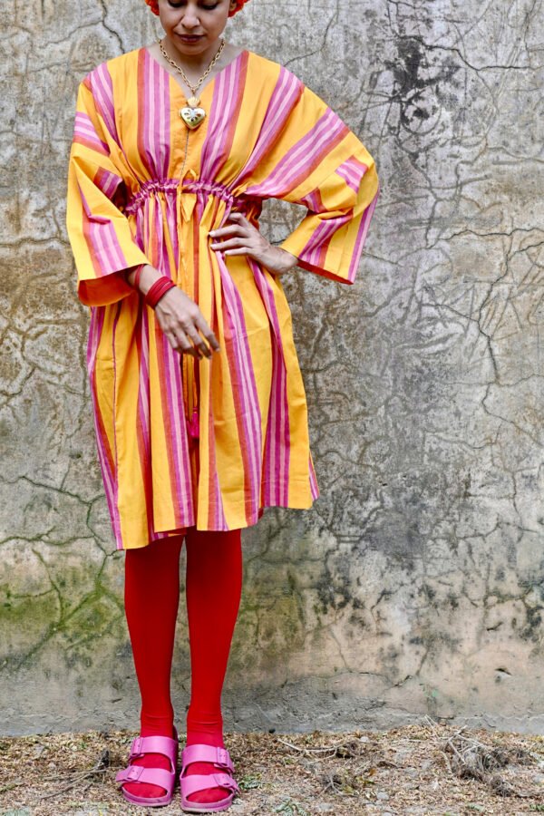 Shelly Caftan in Yellow Rug Stripe