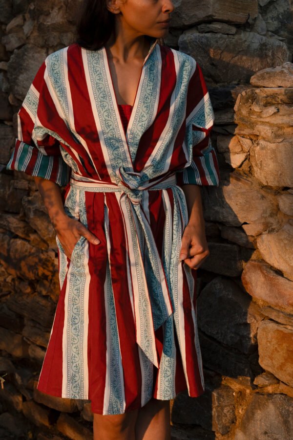 3 (18) Syd Gown in Red Sky Curlicue Stripe