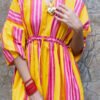 Shelly Caftan in Yellow Rug Stripe