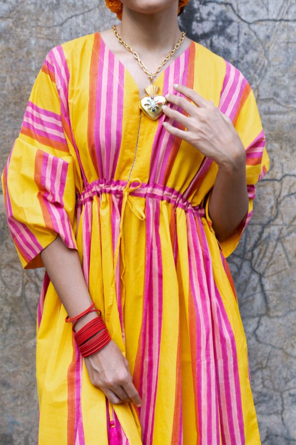Shelly Caftan in Yellow Rug Stripe