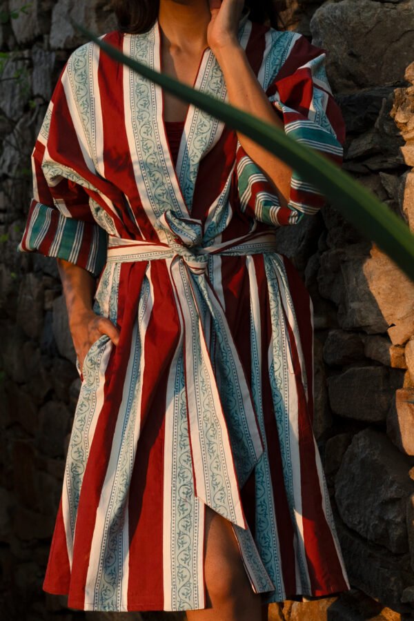 4 (17) Syd Gown in Red Sky Curlicue Stripe