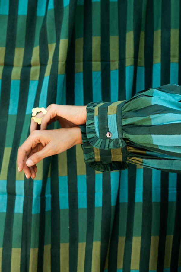 Shae Blouse in Forest Broken Stripe