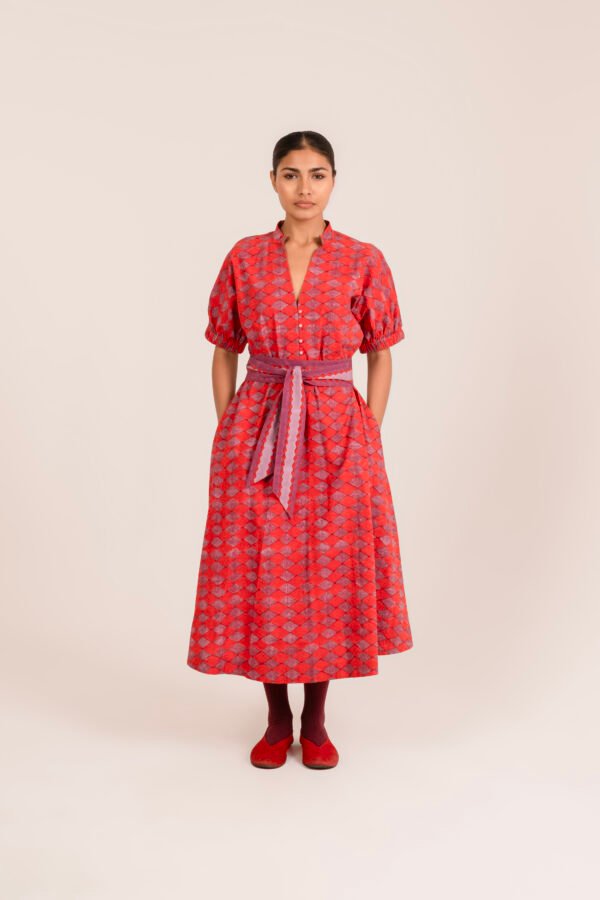 Sara Dress in Chili Stucco Diamond
