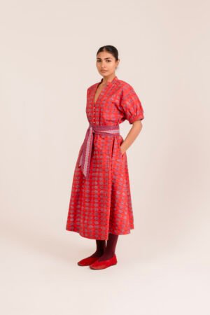 Sara Dress in Chili Stucco Diamond