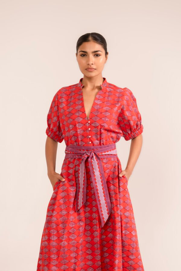 Sara Dress in Chili Stucco Diamond