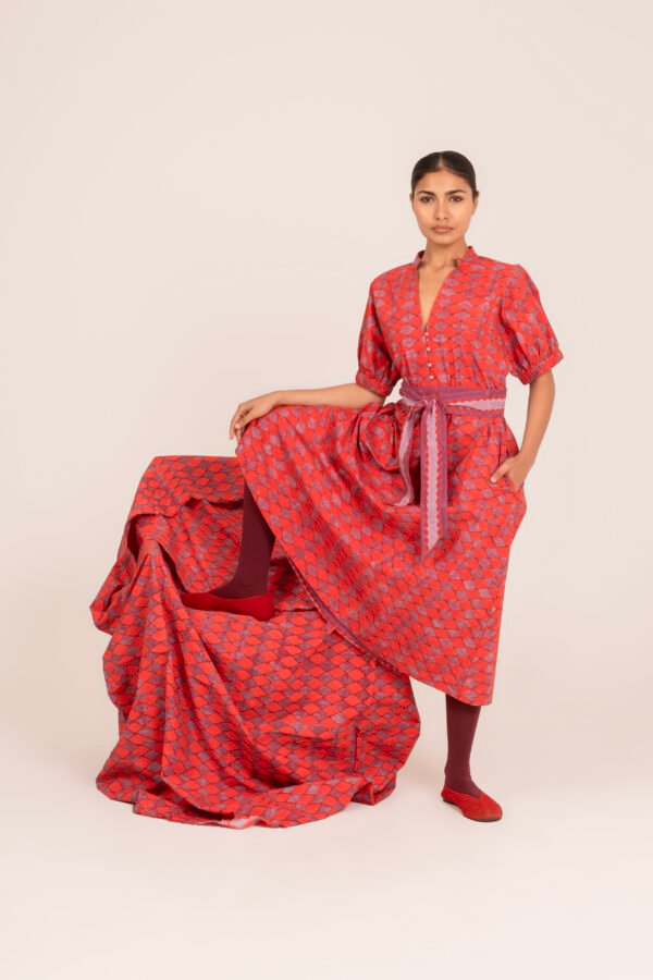 Sara Dress in Chili Stucco Diamond