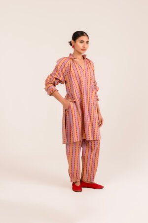 Shae Kurta in Jaipur Diamond Stripe