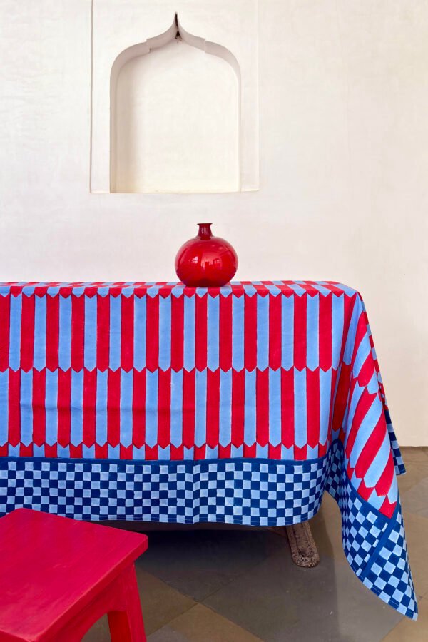 red blue checkerboard table cloth Racing Picket Tablecloth