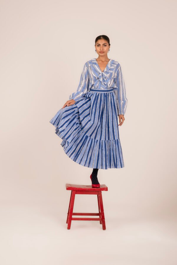 Sammie Blouse in Blue Barbershop Stripe Sammie Blouse in Blue Barbershop Stripe