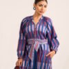 Sash Dress in Royal Broken Stripe