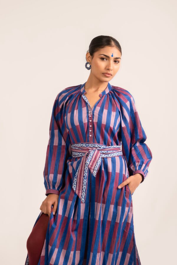 Sash Dress in Royal Broken Stripe
