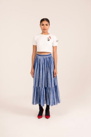 Sharon Skirt in True Blue Candy Stripe