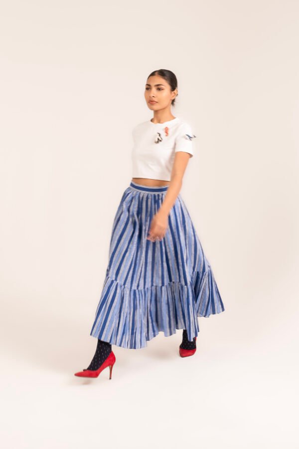 Sharon Skirt in True Blue Candy Stripe