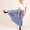 Sharon Skirt in True Blue Candy Stripe