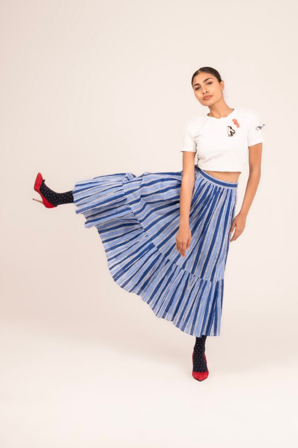 Sharon Skirt in True Blue Candy Stripe