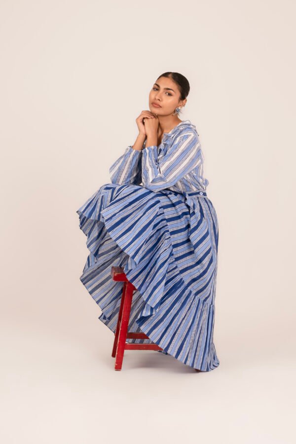 Sharon Skirt in True Blue Candy Stripe