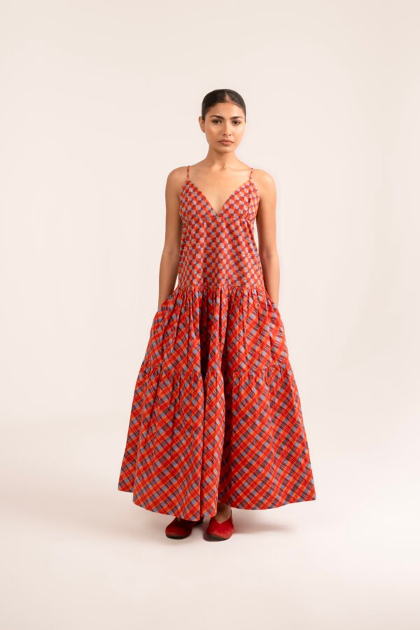 Simran Dress in Fiery Sky Plaid Simran Dress in Fiery Sky Plaid