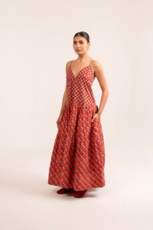 Simran Dress in Fiery Sky Plaid