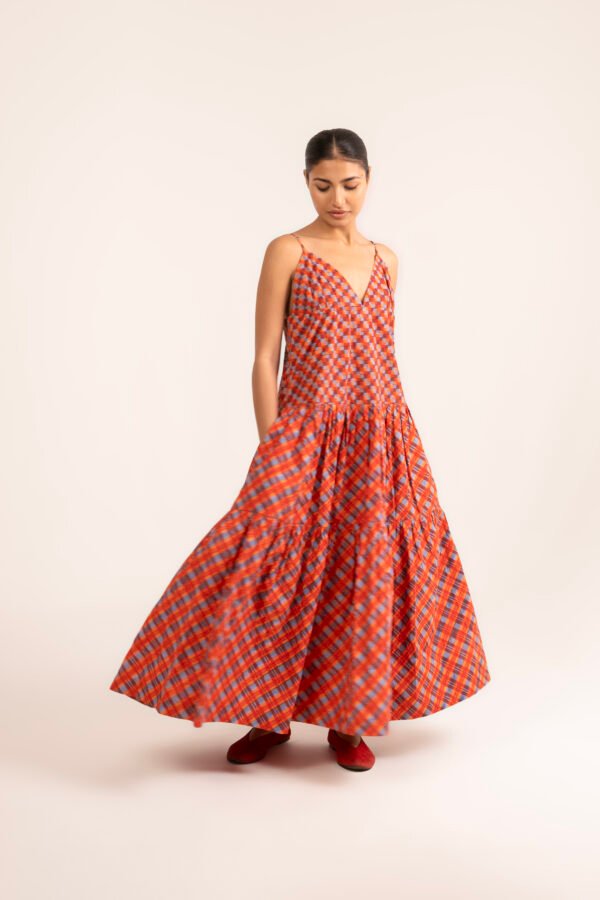 Simran Dress in Fiery Sky Plaid Simran Dress in Fiery Sky Plaid