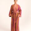 Sur Robe in Eggplant Gold Rug Stripe Sur Robe in Eggplant Gold Rug Stripe