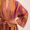 Sur Robe in Eggplant Gold Rug Stripe Sur Robe in Eggplant Gold Rug Stripe