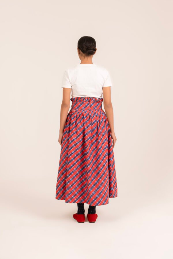 Paperbag Skirt in Aperol Madras Plaid