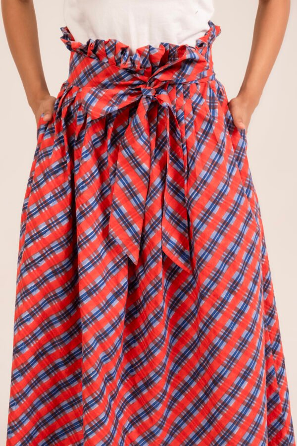 Paperbag Skirt in Aperol Madras Plaid