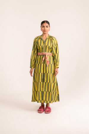 Sash Dress in Key Lime Picket