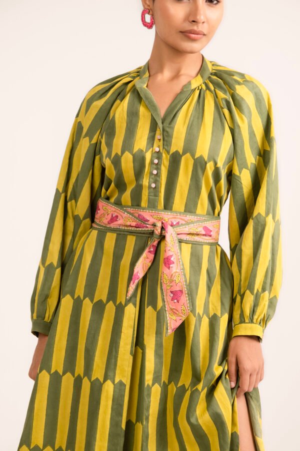 Sash Dress in Key Lime Picket