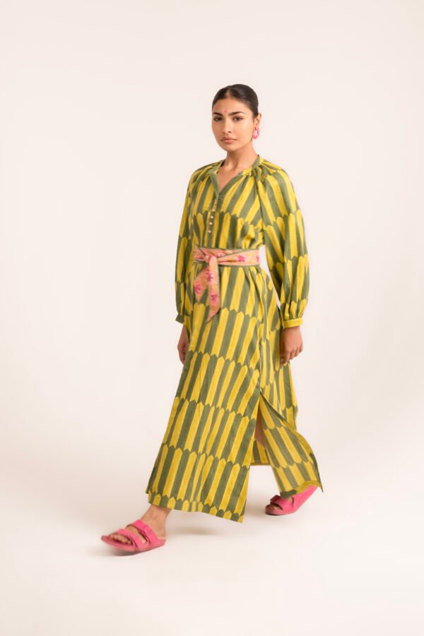 Sash Dress in Key Lime Picket