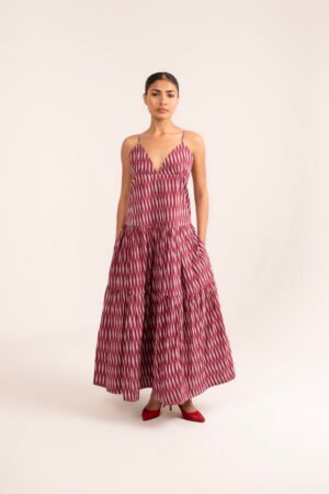 Simran Dress in Mauve Moire Stripe