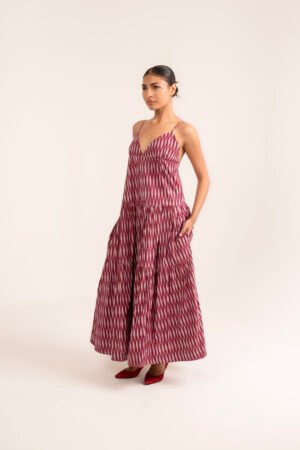 Simran Dress in Mauve Moire Stripe