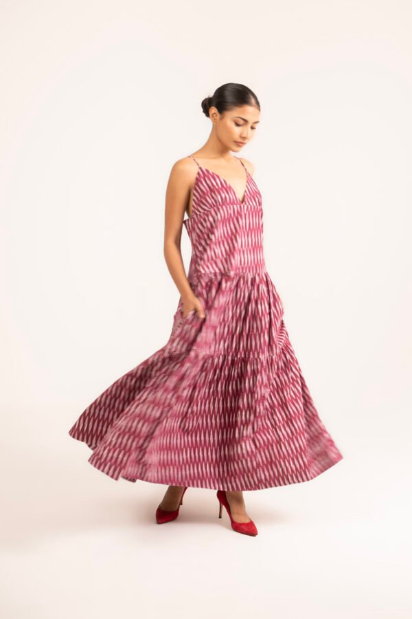 Simran Dress in Mauve Moire Stripe Simran Dress in Mauve Moire Stripe