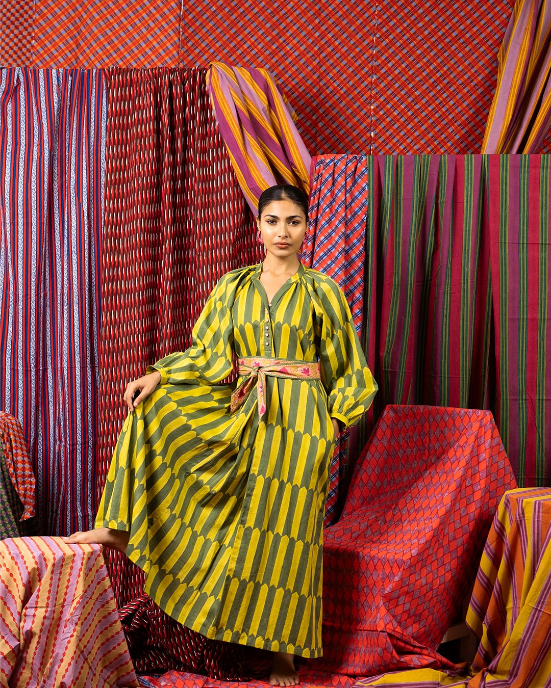 kaftan stripe block print
